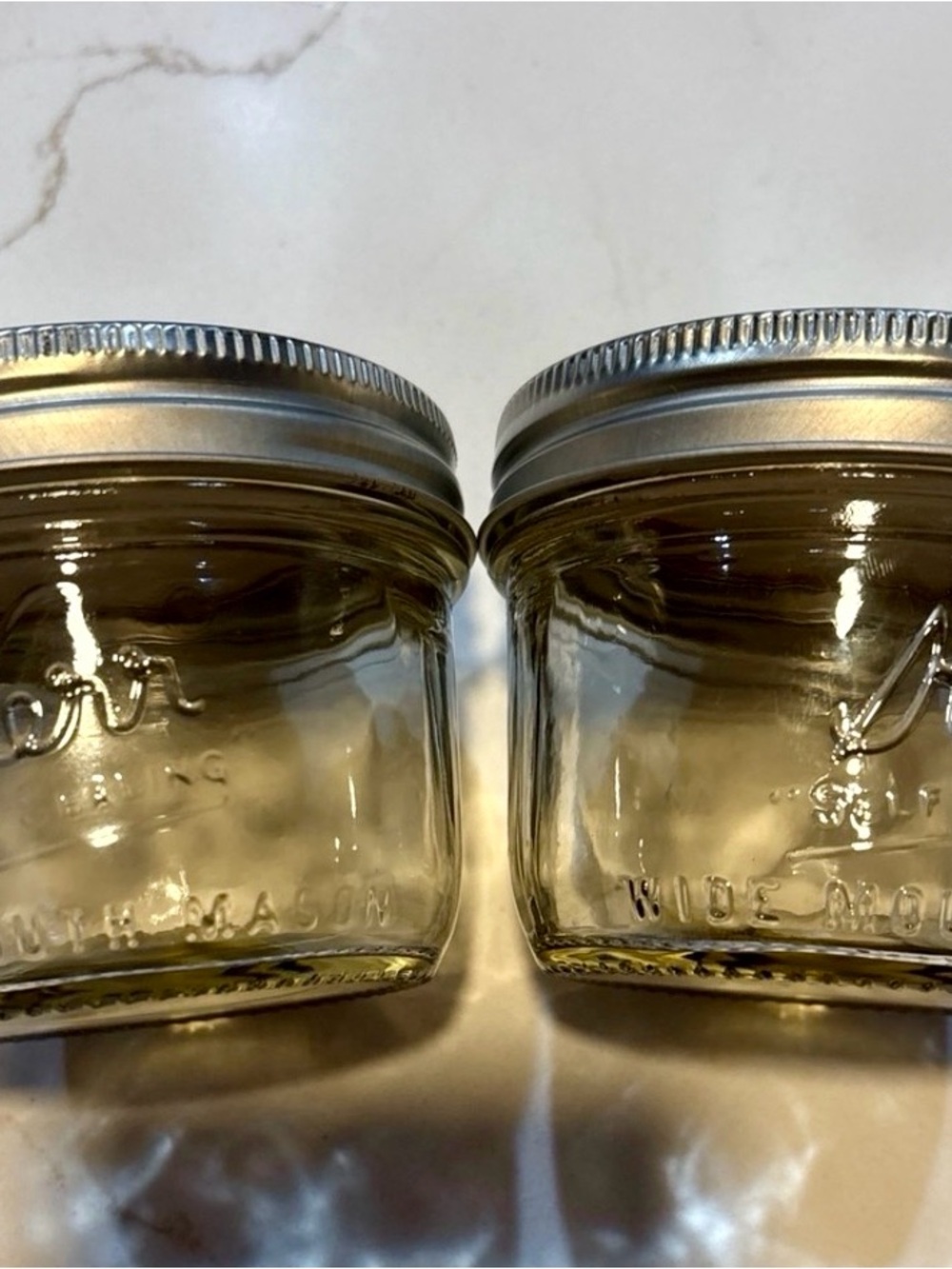 Set of the 2 Kerr Wide Mouth 8 oz Mason Jars